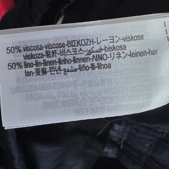 NWT Zara Womens Navy Linen Wideleg Pants Sz Large L - Picture 5 of 5